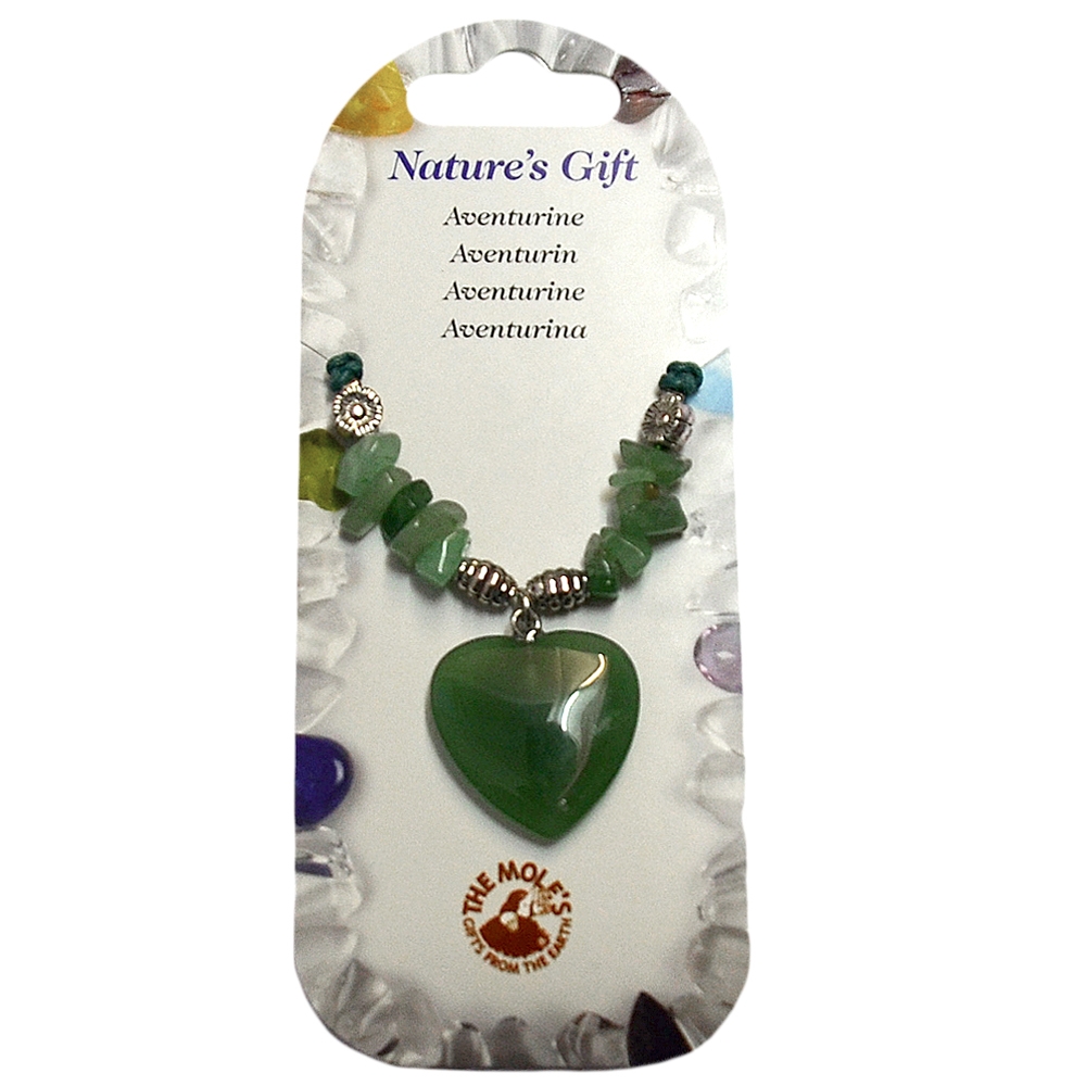 Heart necklace, aventurine, for floor stand