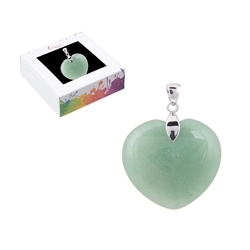 0603125154 Pendant aventurine, heart (28mm), 4.2cm, rhodium plated | Marco Schreier