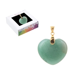 0603129155 Pendant aventurine, heart (28mm), 4.2cm, gold plated | Marco Schreier