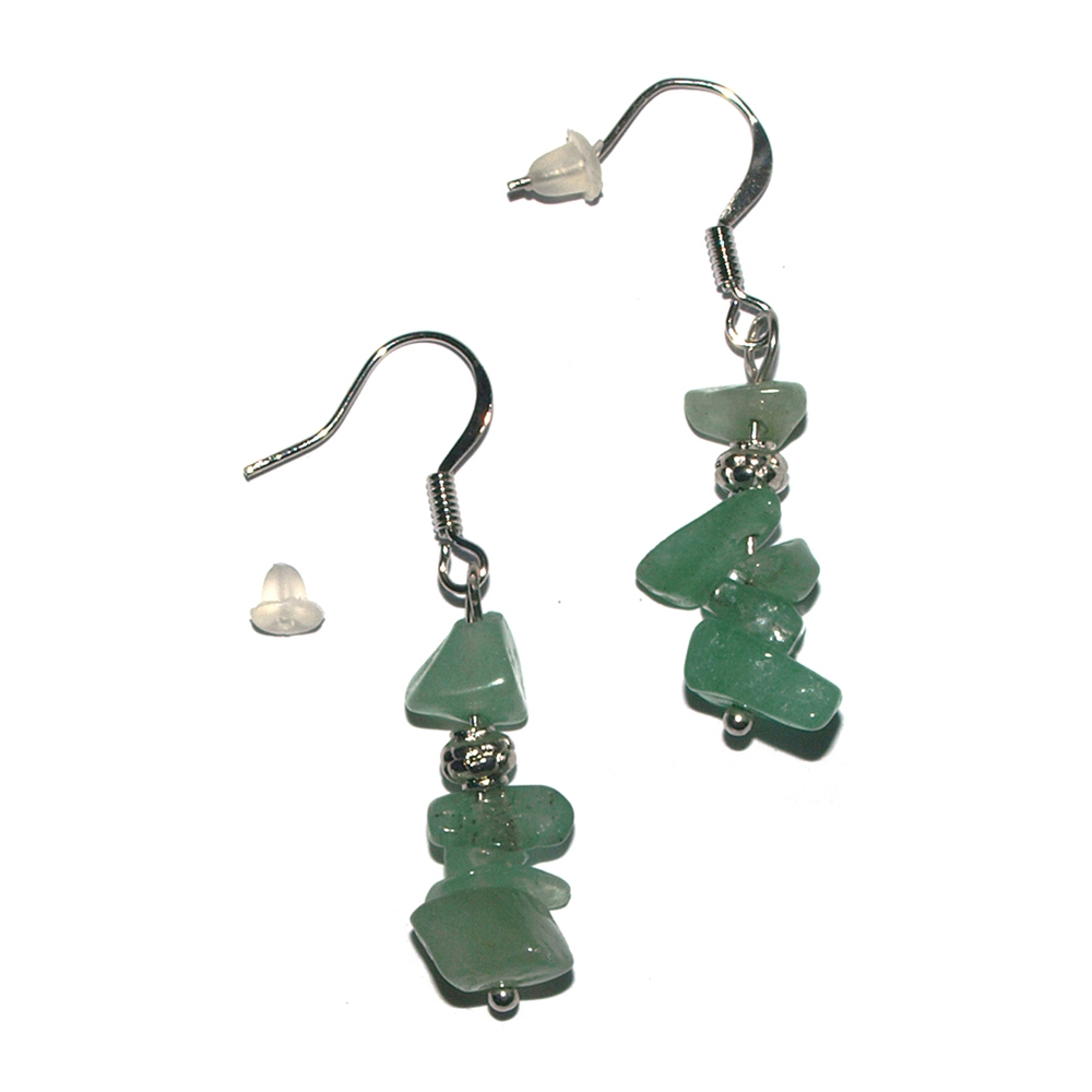 Split earrings, aventurine, for floor stand