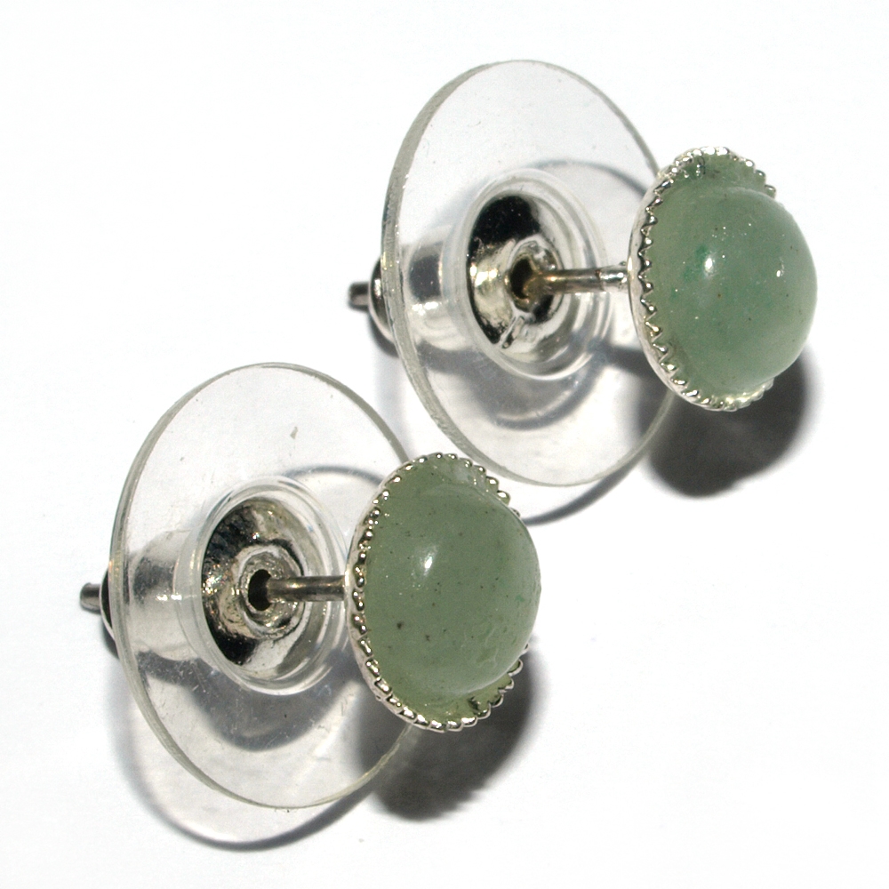 Earstuds, aventurine, 06mm cabochon, for floor stand 