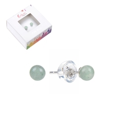 0603145104 Earstud aventurine, ball, 4mm, rhodium plated | wholesaler gems & healing stones