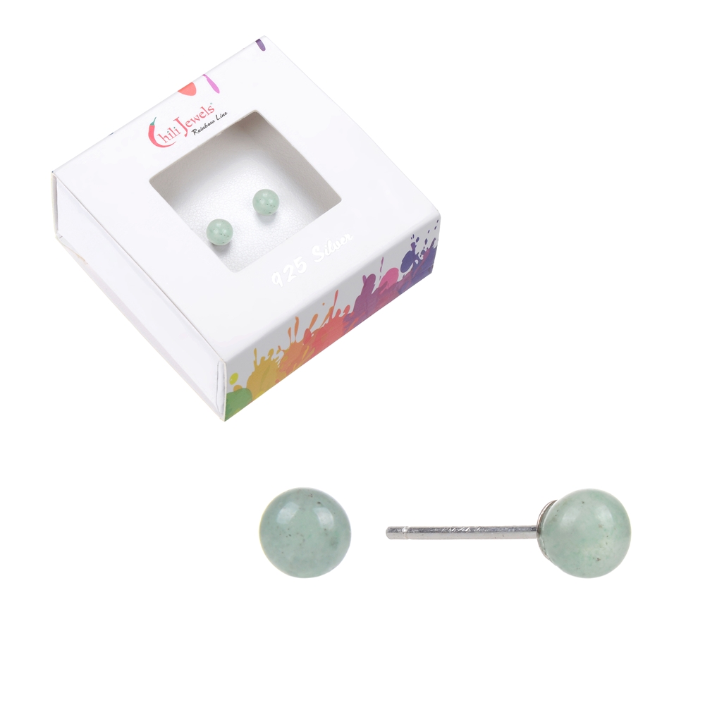 0603145104 Clous d'oreilles Aventurine, boule, 4mm, rhodié | Marco Schreier