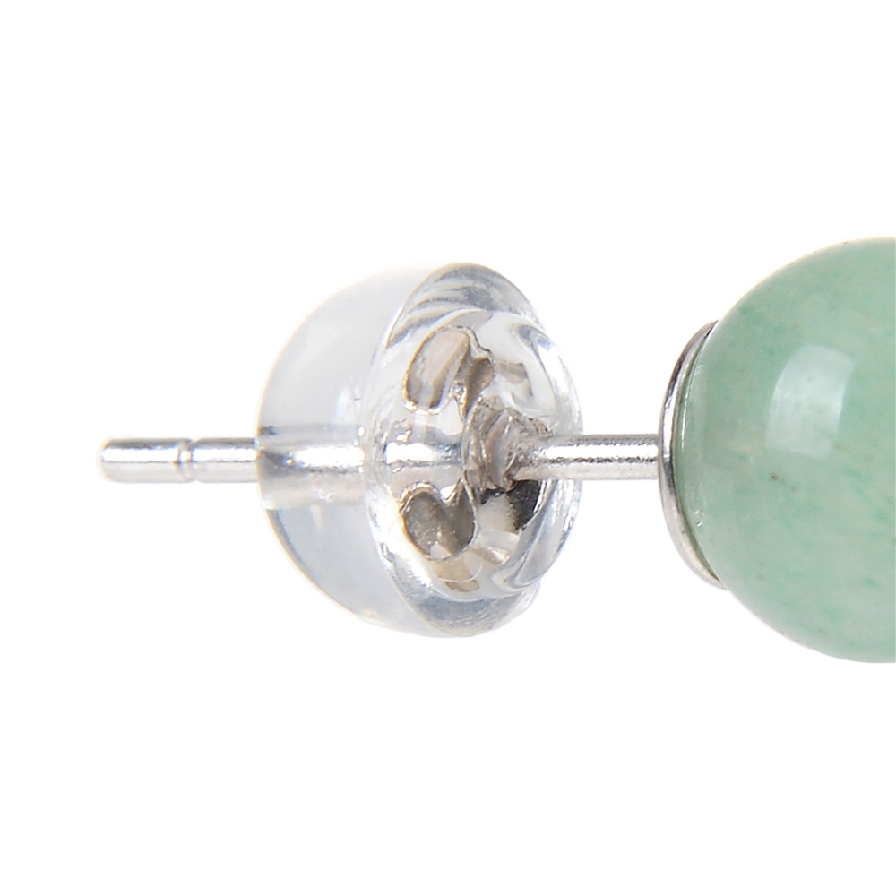 Earstud aventurine, ball, 6mm, rhodium plated