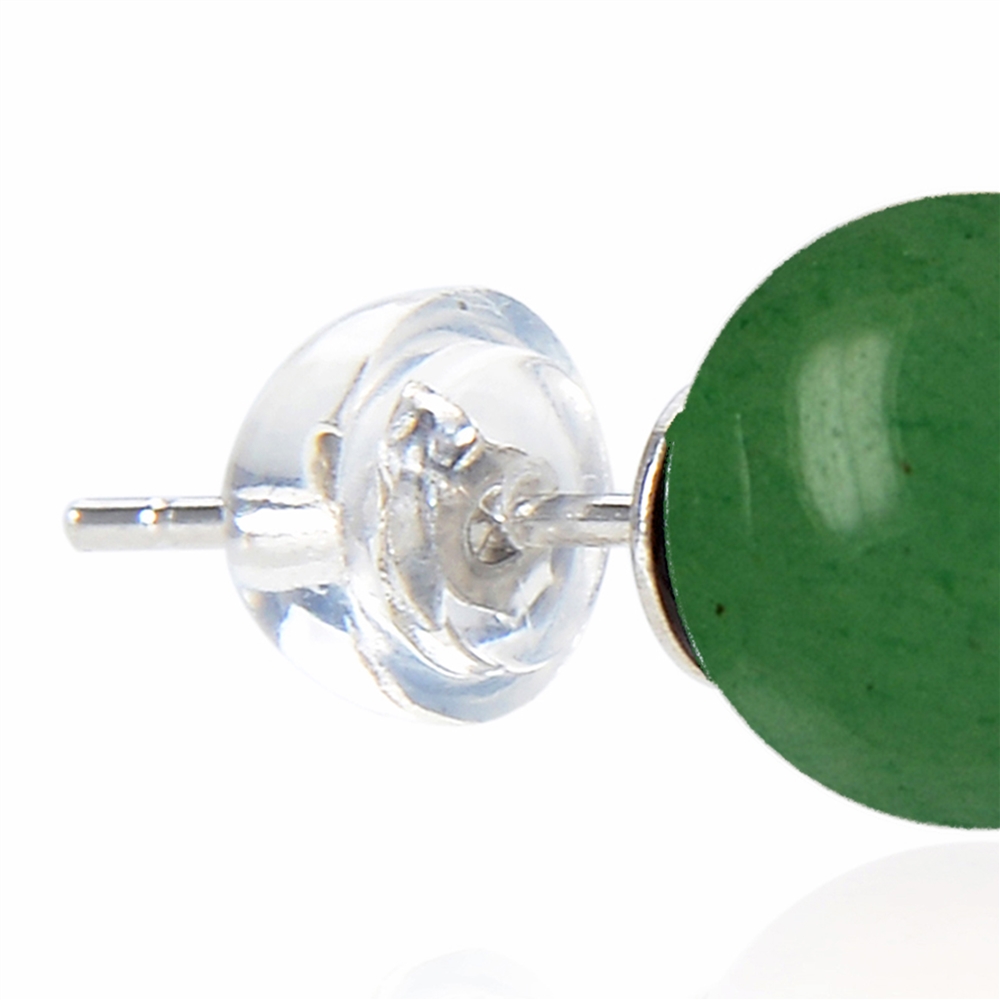 Clous d'oreilles Aventurine, boule, 8mm, rhodié