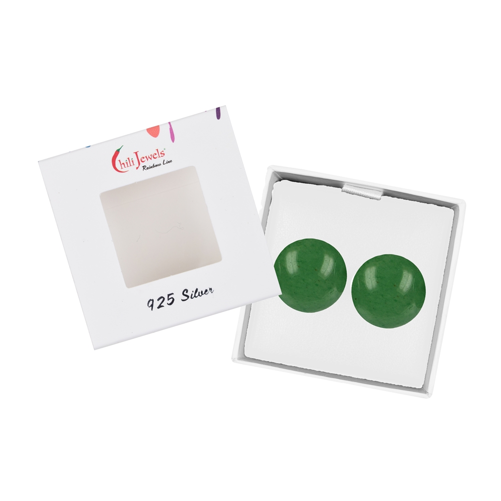 Earstuds aventurine, ball, 8mm, rhodiniert | wholesaler gems & healing stones