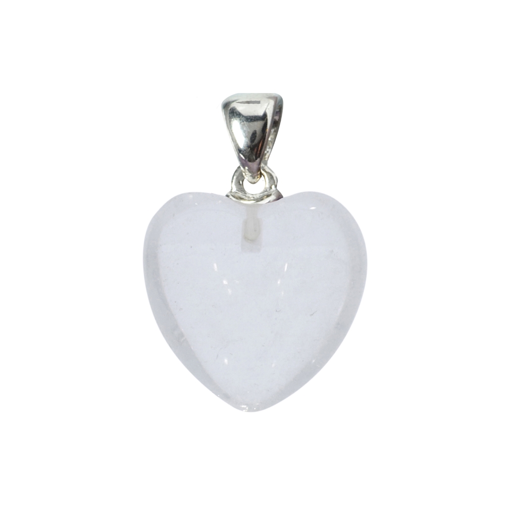 Ciondolo in cristallo di rocca, cuore (20 mm), 3,0 cm, occhiello in metallo