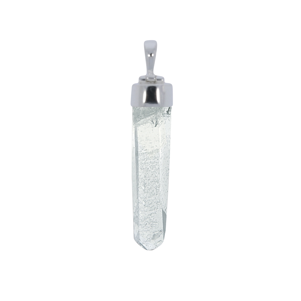 Ciondolo in cristallo di rocca grezzo con cappuccio in argento, 4,0 - 4,5 cm
