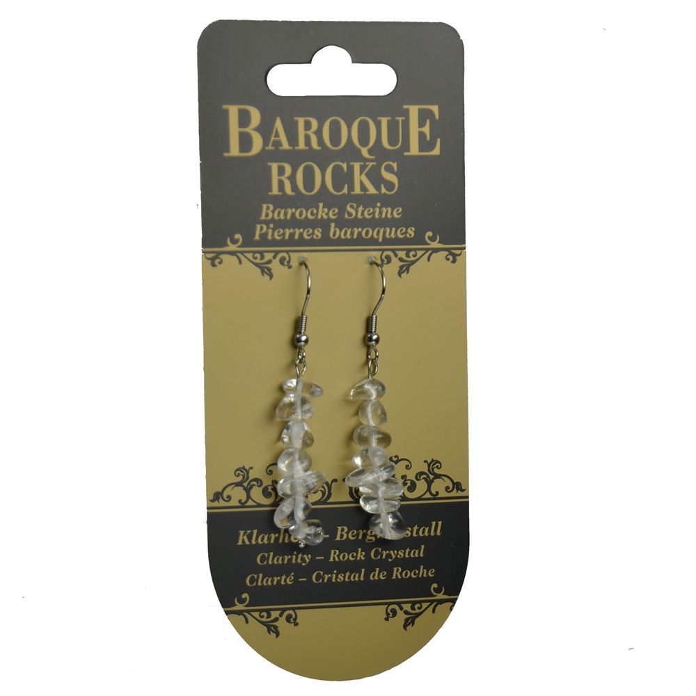 Earrings Baroque Classic Rock Crystal "Clarity", 1 row