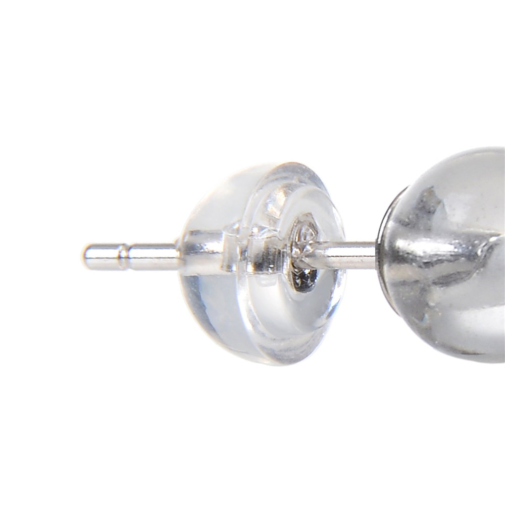 Earstud Rock Crystal, ball, 4mm, rhodium plated