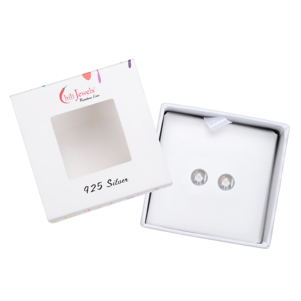 Earstud Rock Crystal, ball, 4mm, rhodium plated