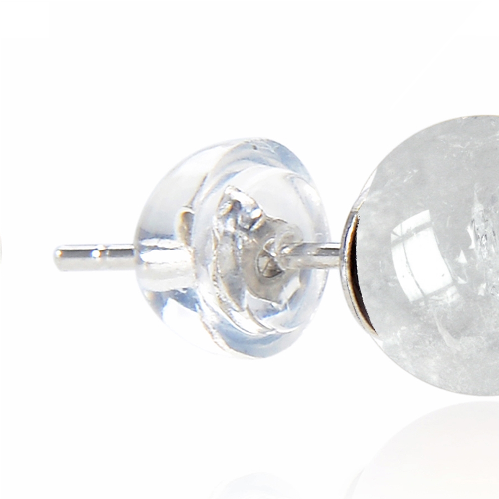 Rock Crystal Earstuds, sphere, 6mm, rhodiniert | gems, healing stones &amp; jewelry