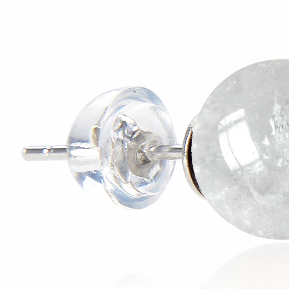 Earstud Rock Crystal, ball, 8mm, rhodium plated