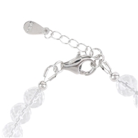 Bracelet en Cristal de roche, boules de 6mm facettées, chaîne de rallonge, rhodié
