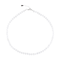 Bracelet Rock Crystal, 6mm beads faceted, extension chain, rhodium plated