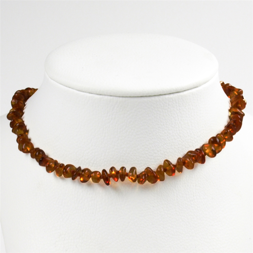 Amber necklace sliver, dark, 34cm