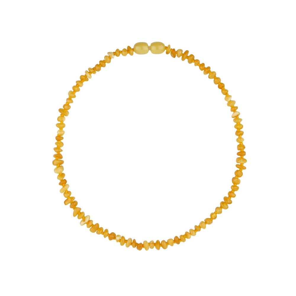 Scheggia di ambra per collana, lattiginosa, 30 - 34 cm