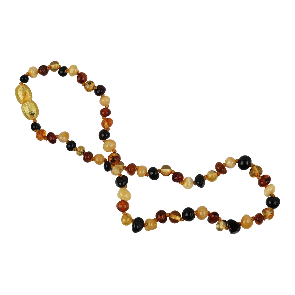 Amber necklace sliver (roundish), multicolored, 30 - 34cm