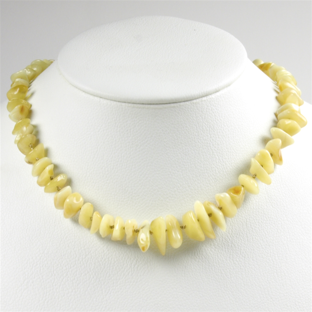 Amber necklace sliver, milky, 45cm