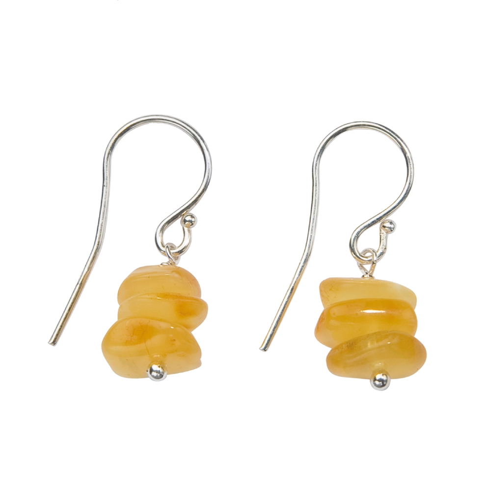 Boucles d'oreilles avec crochets en ambre laiteux