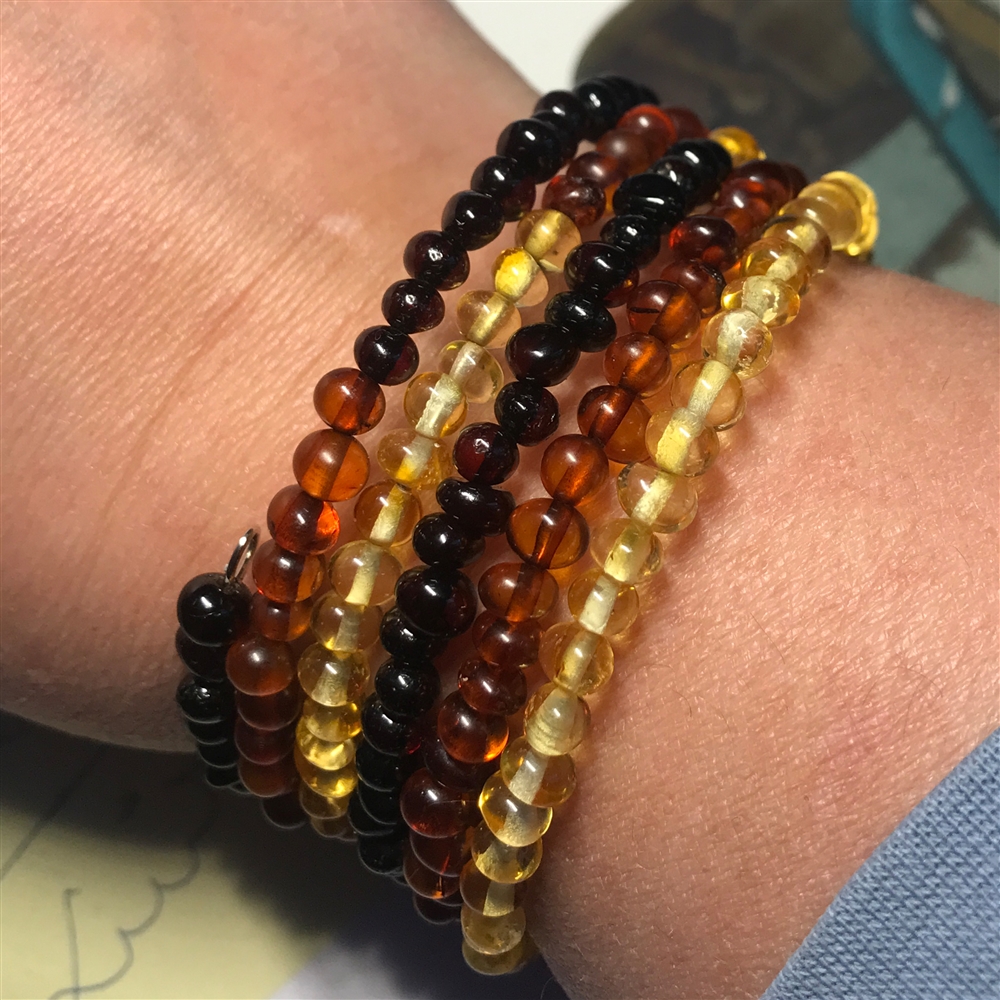 Bracelet Amber Nuggets, Memory Wire