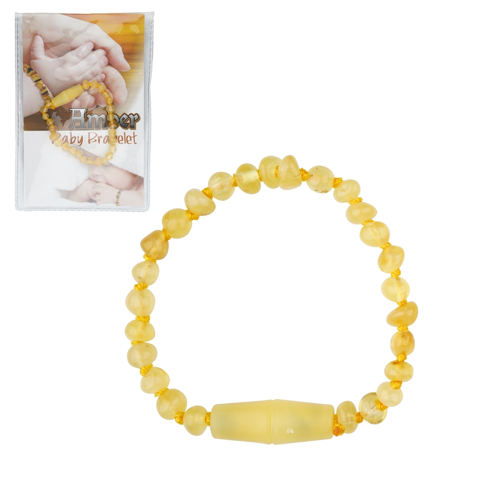 Bracciale Ambra barocca con pietre lattiginose, 14 cm, con chiusura di sicurezza