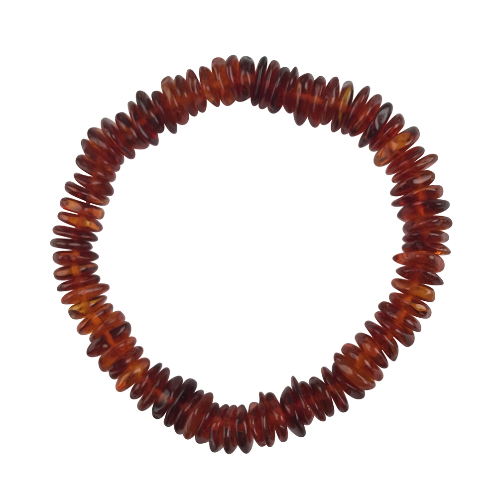 Bracelet Ambre Chips foncé, 2 x 8mm