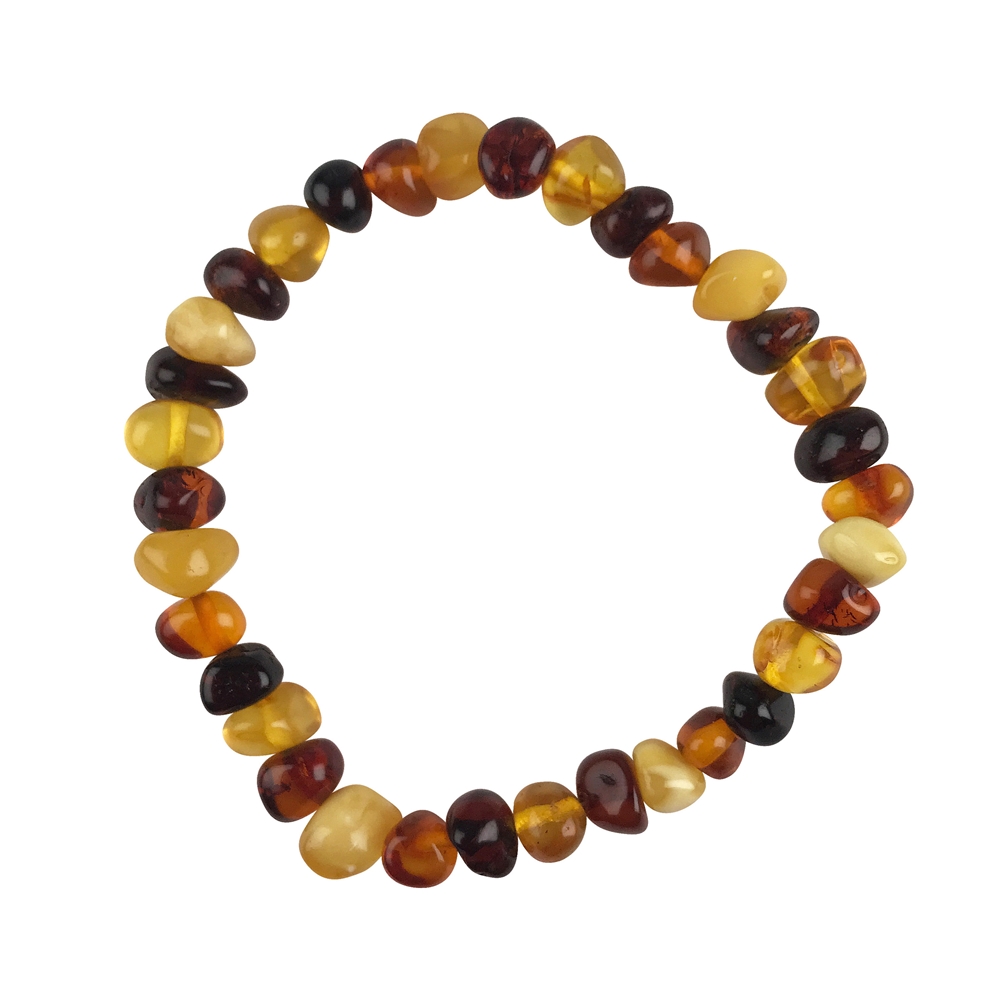 Bracelet Amber nuggets colorful, 5 x 8mm