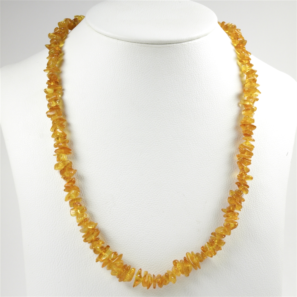 Amber necklace sliver, light, 65cm