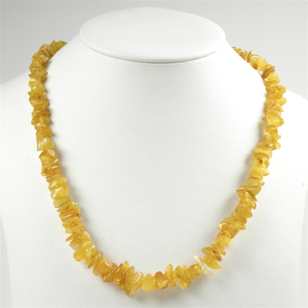 Amber necklace sliver, milky, 65cm