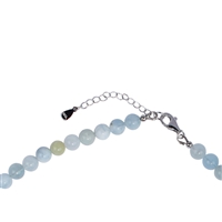 Collana di perle di berillo (6 mm), rodiato, catena di prolungamento