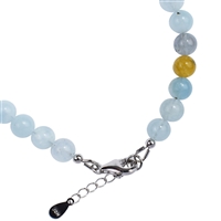 Bracelet en perles rondes de Béryl (6mm), rhodié, chaîne de rallonge