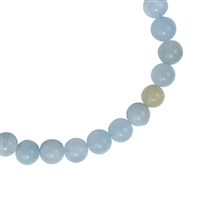 Bracelet en perles rondes de Béryl (6mm), rhodié, chaîne de rallonge