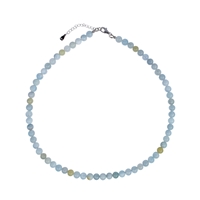 Bracelet beryl beads (6mm), rhodium plated, extension chain
