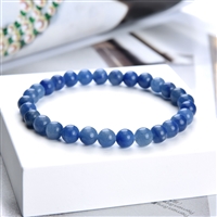 Bracelet, quartz bleu, boules de 06mm