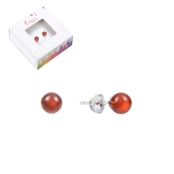 0604345104 Earstud Carnelian (burnt), ball, 4mm, rhodium plated | Marco Schreier