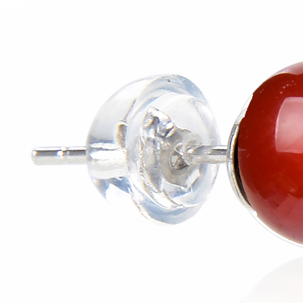 Earstud Carnelian (burnt), ball, 6mm, rhodium plated