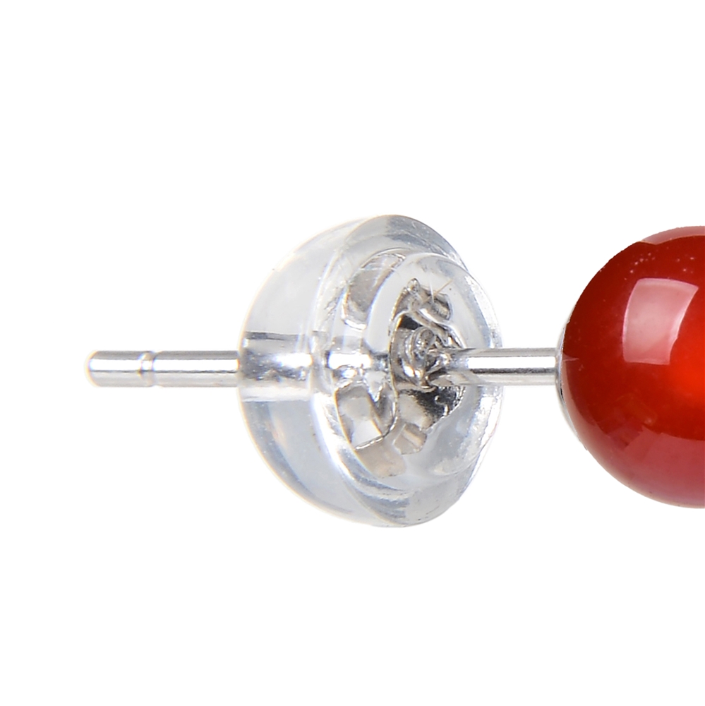 Earstud Carnelian (burnt), ball, 8mm, rhodium plated