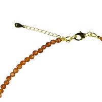 Armband, Carneol (gebr.), Würfel (4mm) facettiert, vergoldet, Verlängerungskettchen