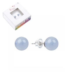 0604545108 Earstud Chalcedony (blue), ball, 8mm, rhodium plated | Marco Schreier