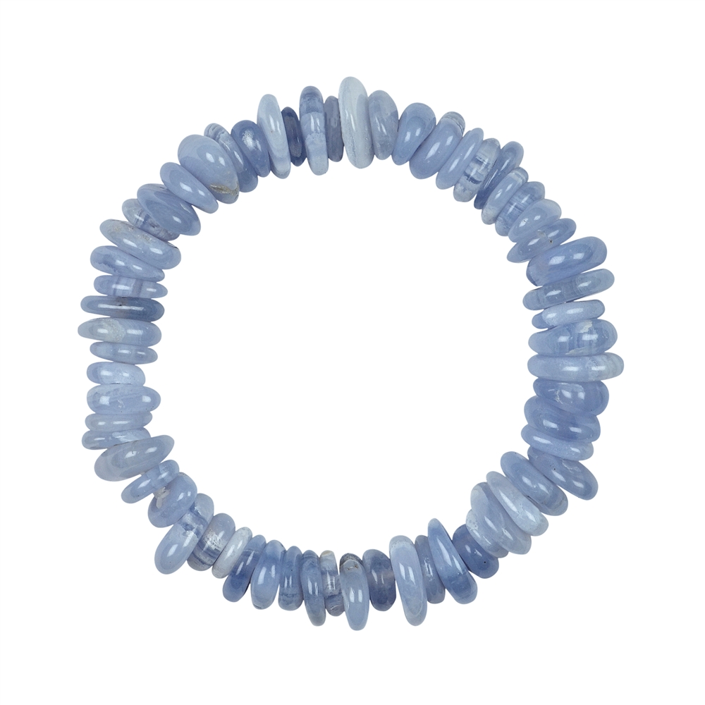 Bracelet, Calcédoine (bleu), 10mm Bouton Freeform