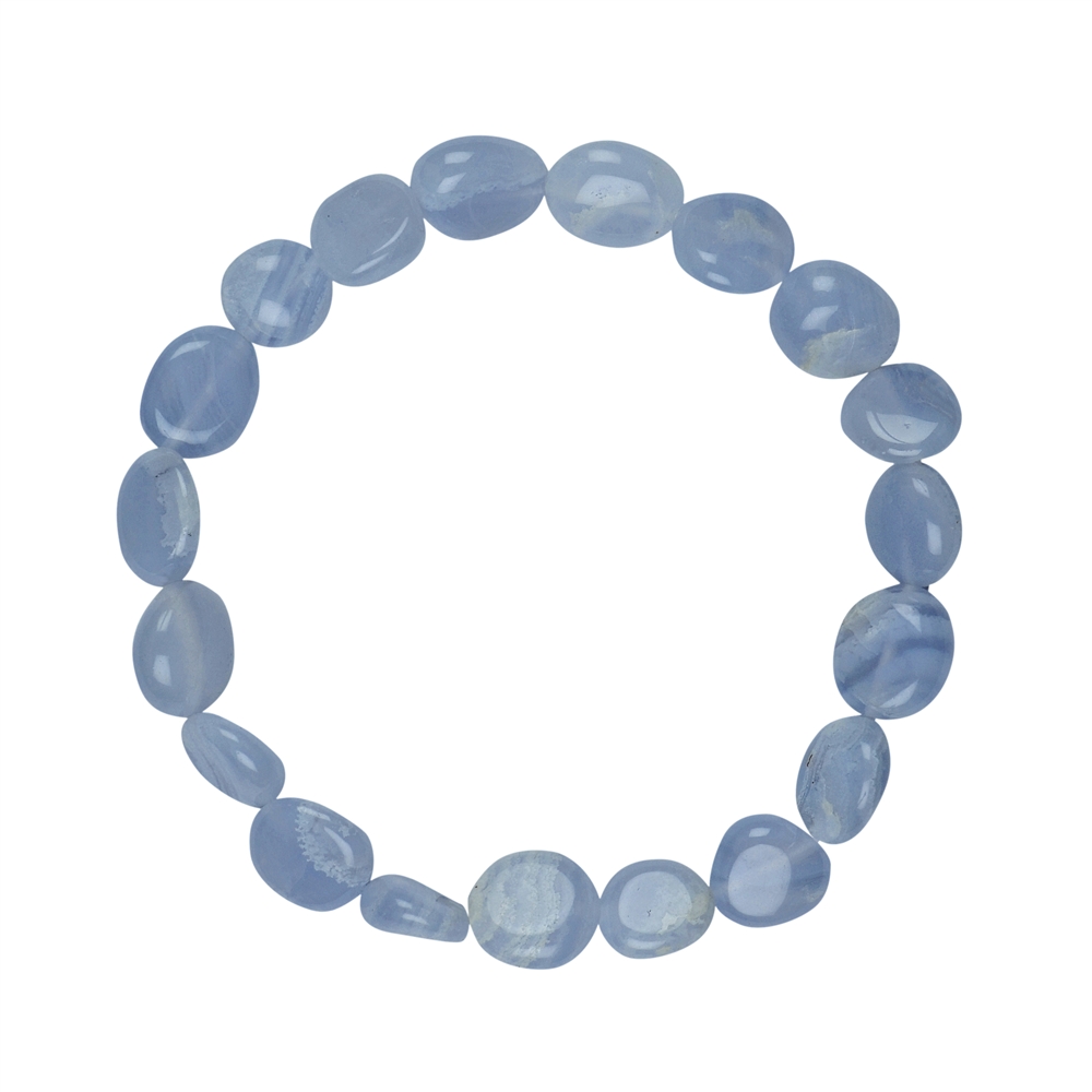 Bracelet, Blue Lace Agate, 08 - 11mm Freeform flat