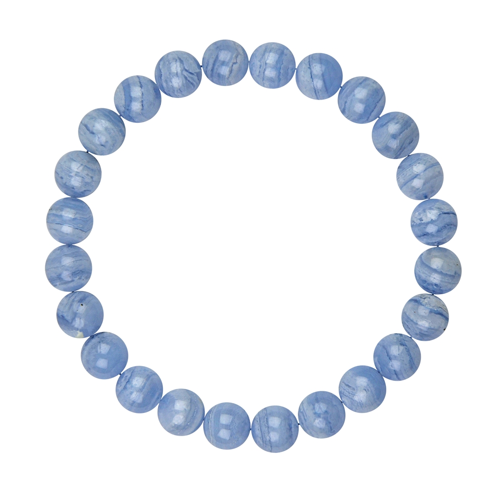 Bracelet, Chalcedony (blue), 08mm beads