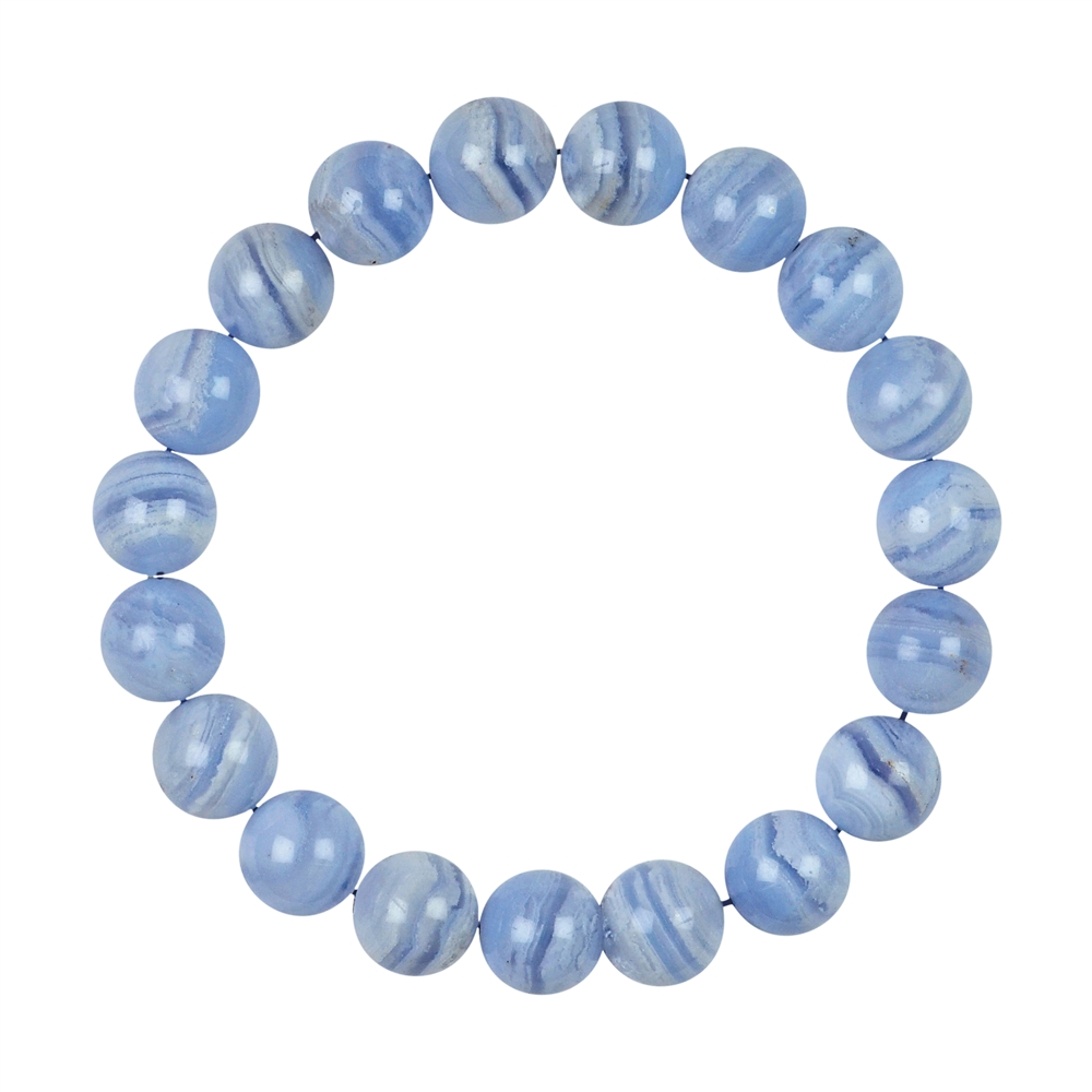 Bracelet, Chalcedony (blue), 10mm beads