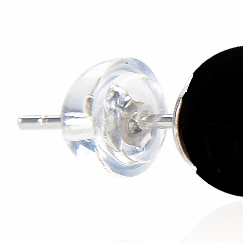 Earstuds Onyx (dyed), ball, 6mm, rhodiniert | wholesaler gems &amp; healing stones