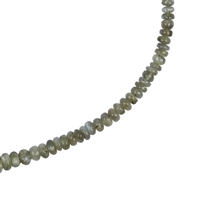 Collana di crisoberillo, bottone (3-6 mm), rodiato, catena di estensione
