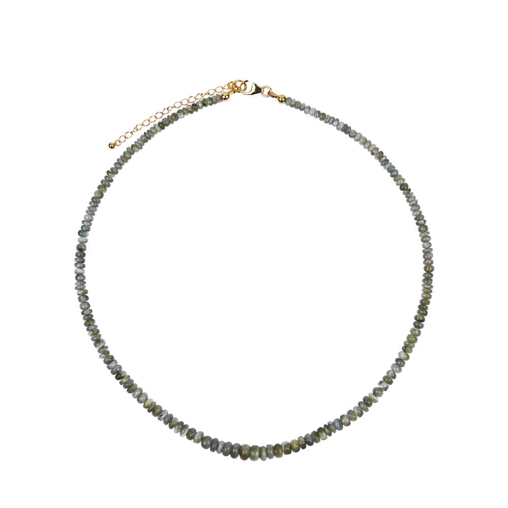 Collana di crisoberillo, bottone (3 - 6 mm), placcato oro, catena di estensione