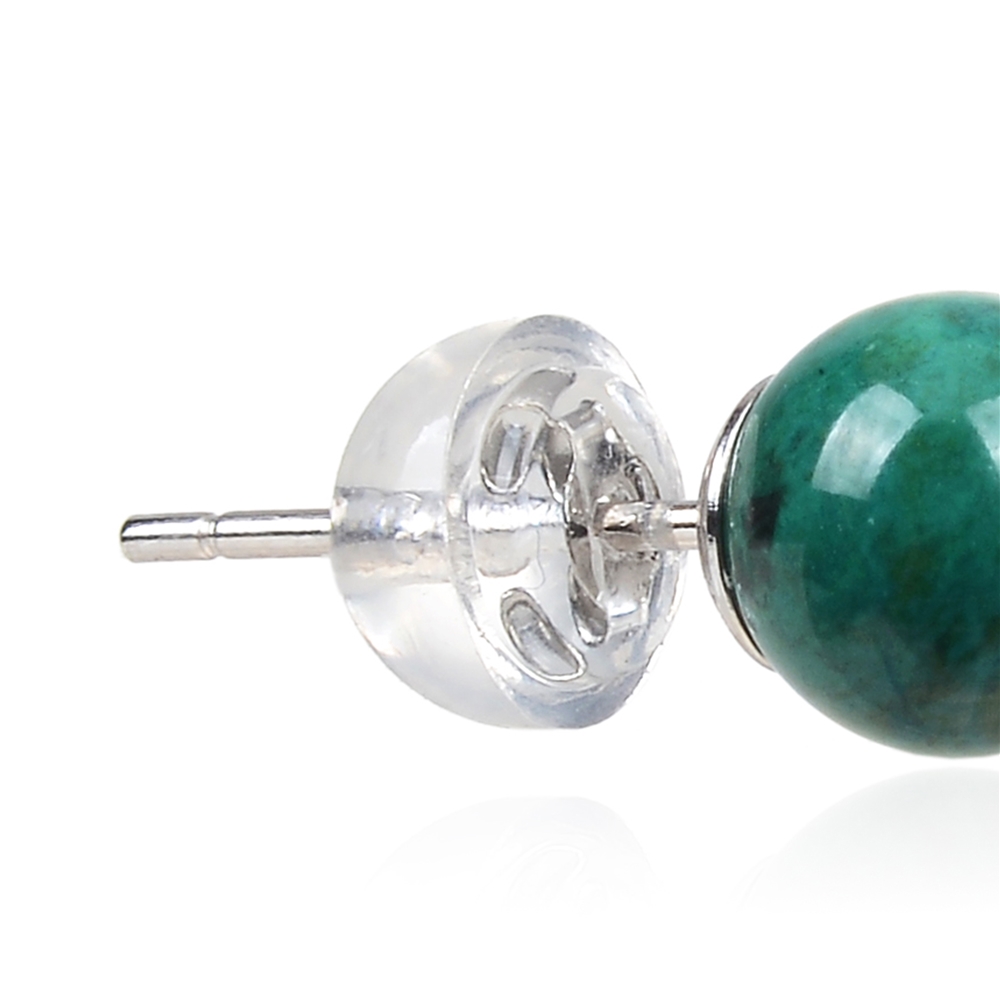 Clous d'oreilles chrysocolle (tige), boule, 6mm, rhodié