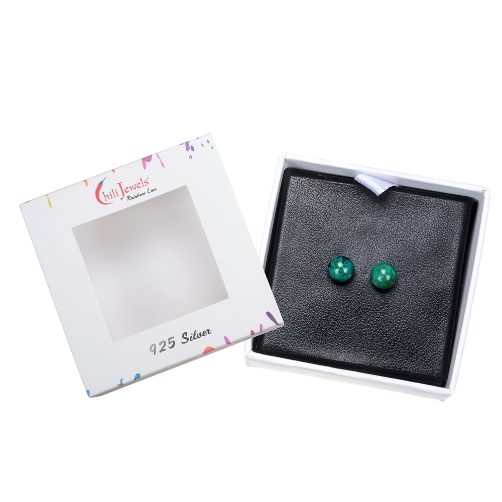 Clous d'oreilles chrysocolle (tige), boule, 6mm, rhodié