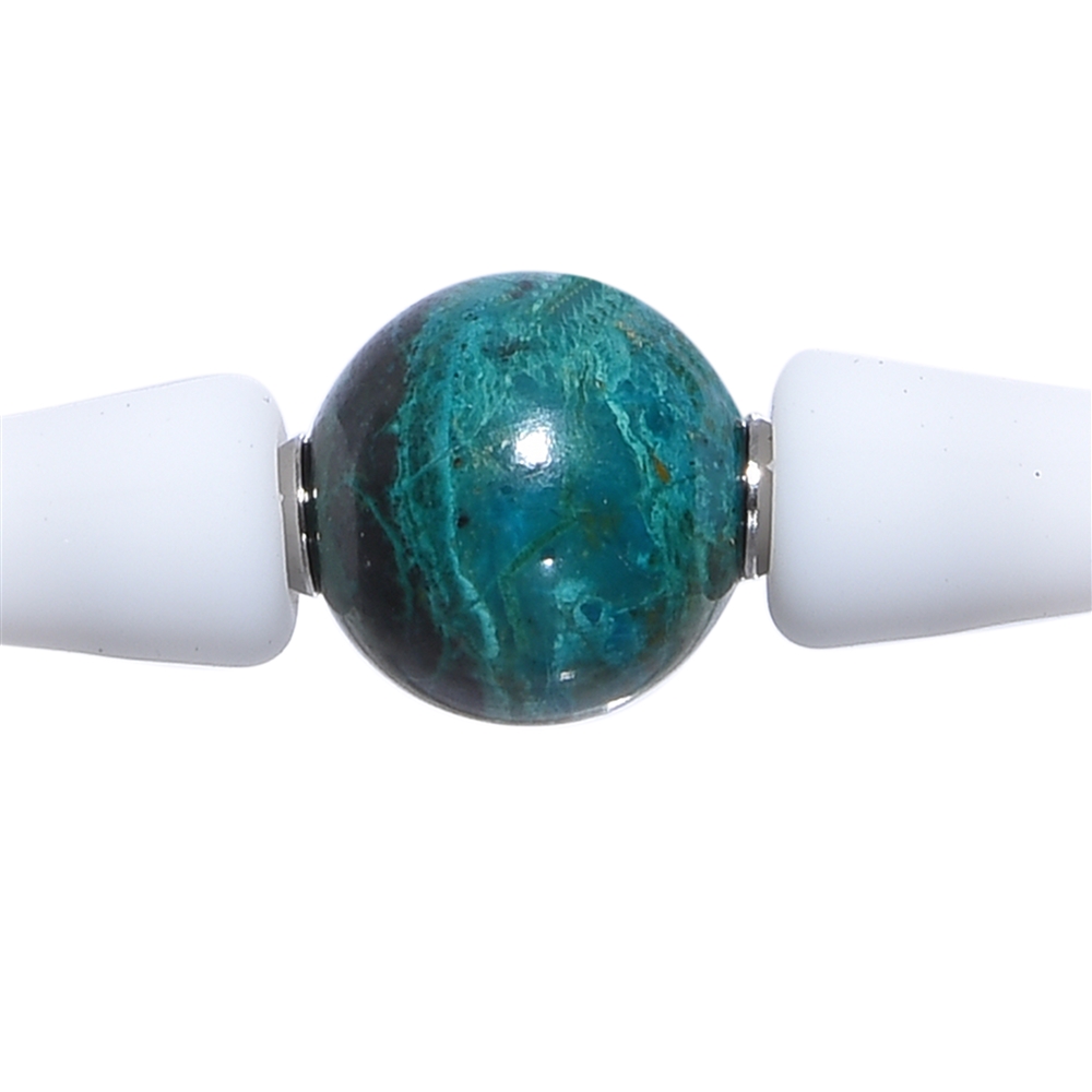 Armband Chrysocoll Kugel (10mm), Silikon (weiß), 18cm | Marco Schreier